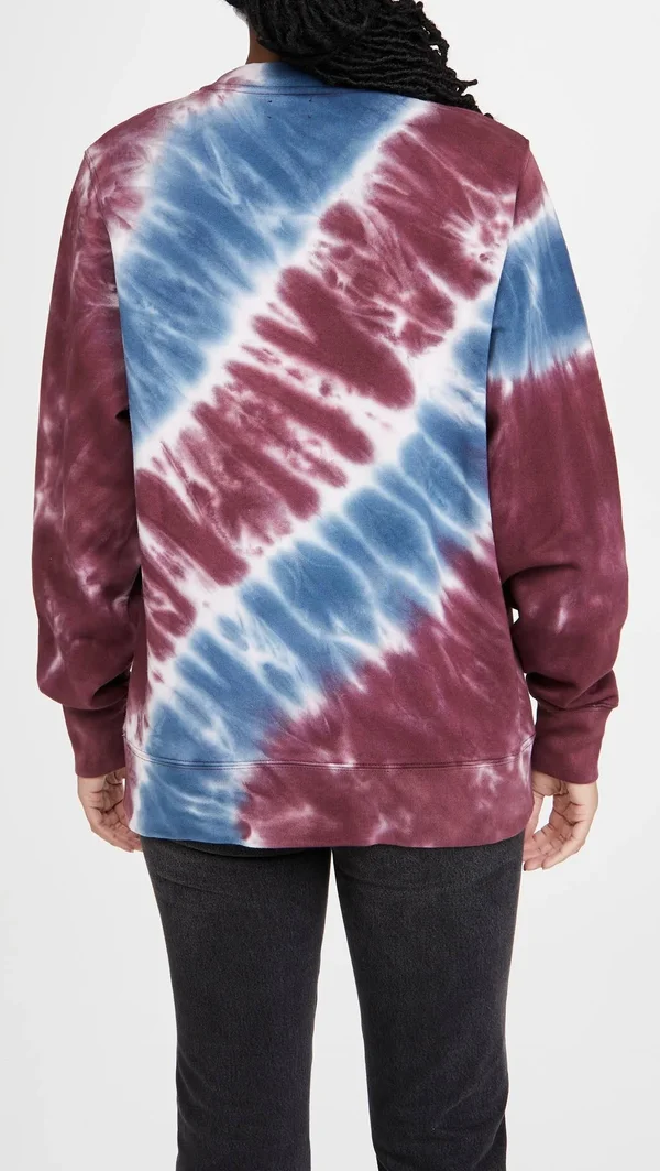 Tory Sport Tie Dye French Terry Crew Cotton Pink/Tory Navy Tie Dye XL