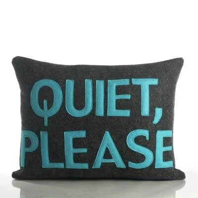 Alexandra Ferguson House Rules Quiet Please Throw Pillow Color: Blue - White