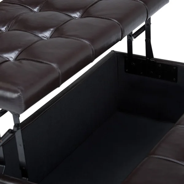 WYNDENHALL Elliot Coffee Table Storage Ottoman with Lift Top (Tanners Brown)