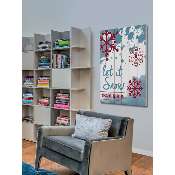 Let It Snow Painting Print on White Wood, Size: 24 inch x 16 inch