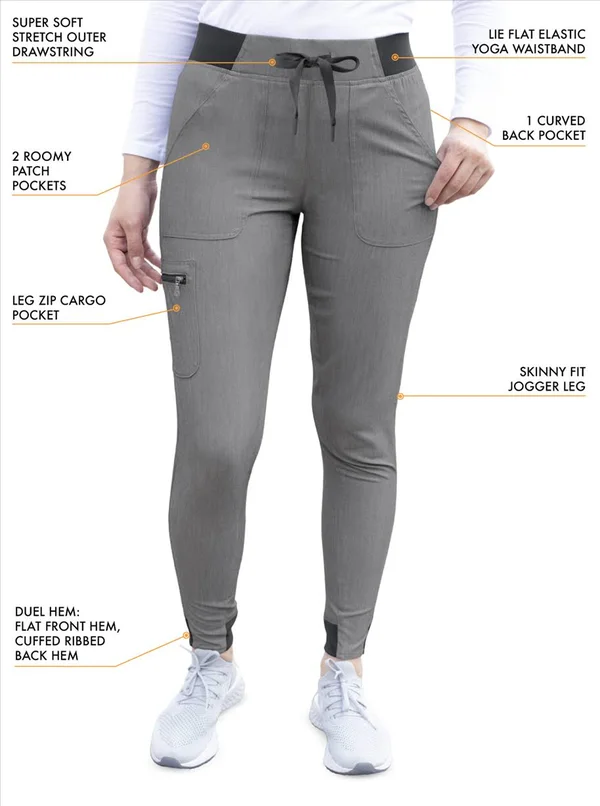 Adar Pro Heather Modern Athletic Scrub Set for Women - Modern V-Neck Scrub Top & Yoga Jogger Scrub Pants - P9500H - Heather