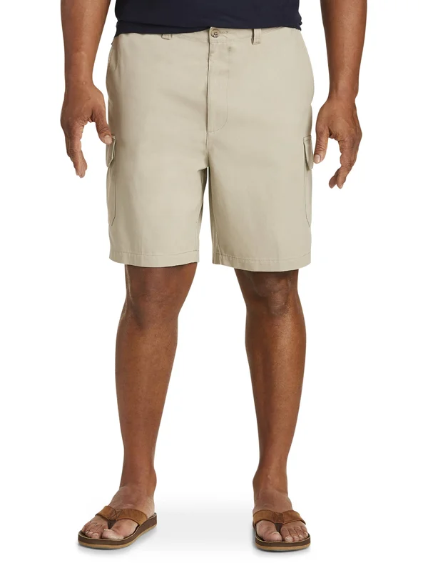 Men's Big & Tall Harbor Bay Continuous Comfort Twill Cargo Shorts - Size: 48, Beige