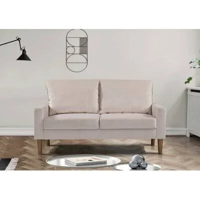 Waloo 53x22 Velvet Tuxedo Arm Loveseat Wrought Studio Fabric: Ivory