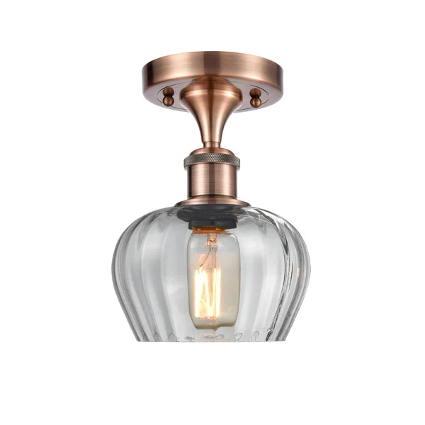 Innovations 516-1C-AC-G92 Antique Copper Fenton 1 Light Semi-Flush Mount