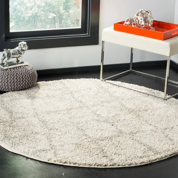 Safavieh Berber Shag BER162C Cream, Light Grey Rug 5&1x22 x 5&1x22 Round