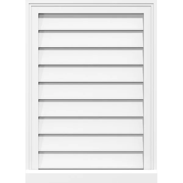 Ekena Millwork GVPVE34X1603SF 34x22W x 16x22H Vertical Surface Mount PVC Gable Vent: Functional, w/ 2x22W x 2x22P Brickmould Sil