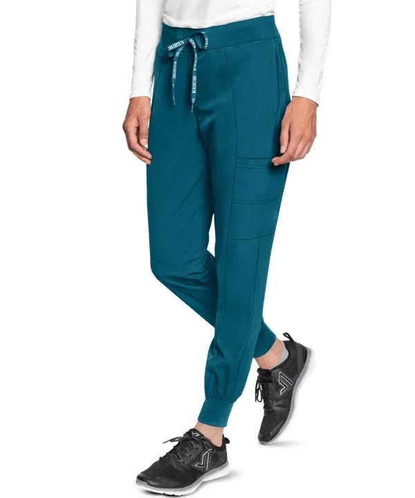 Med Couture Peaches Seamed Cargo Pocket Jogger Scrub Pants - 3X - Caribbean Blue