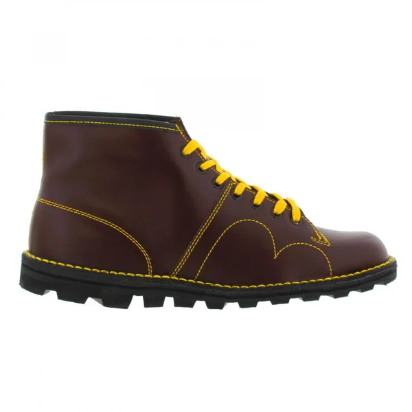 Grafters Mens Original Coated Leather Retro Monkey Boots - Wine - 8 US