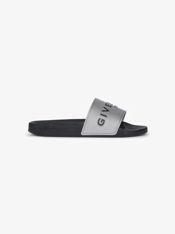 Givenchy Silver Logo Flat Sandals