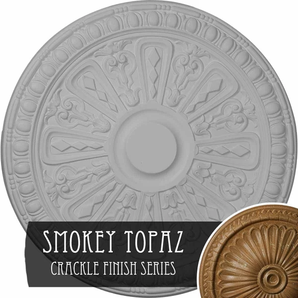 18 inchod x 1 1/4 inchp Raymond Ceiling Medallion (Fits Canopies Up to 5 3/8 inch), Hand-Painted Smokey Topaz Crackle, Orange
