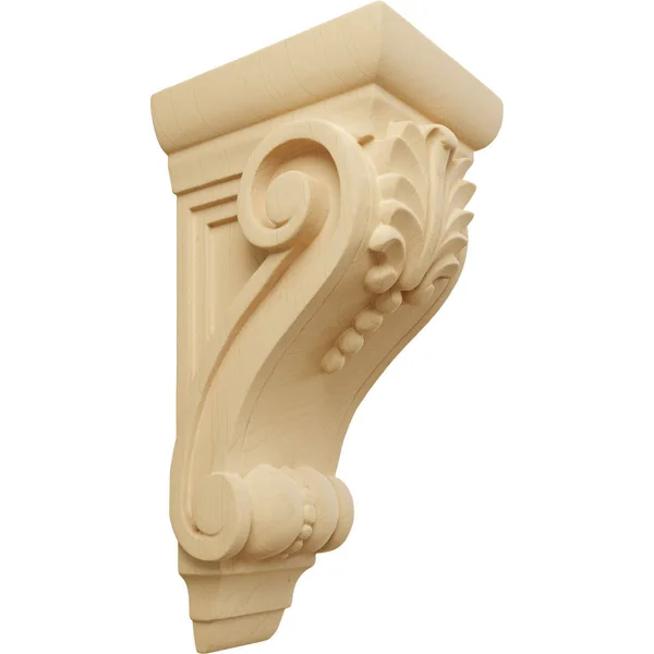3 3/4x22W x 4 3/8x22D x 8 1/2x22H Medium Fig Leaf Corbel, Rubberwood