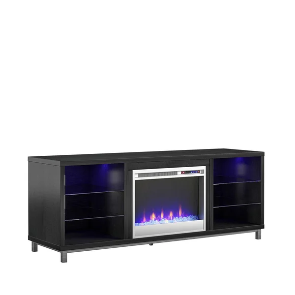 Ameriwood Home Lumina Fireplace TV Stand for TVs Up to 70x22 Wide - Black