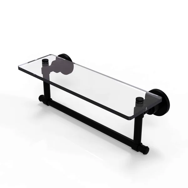 Allied Brass Washington Square Collection 16-inch Glass Vanity Shelf with Integrated Towel Bar, Black