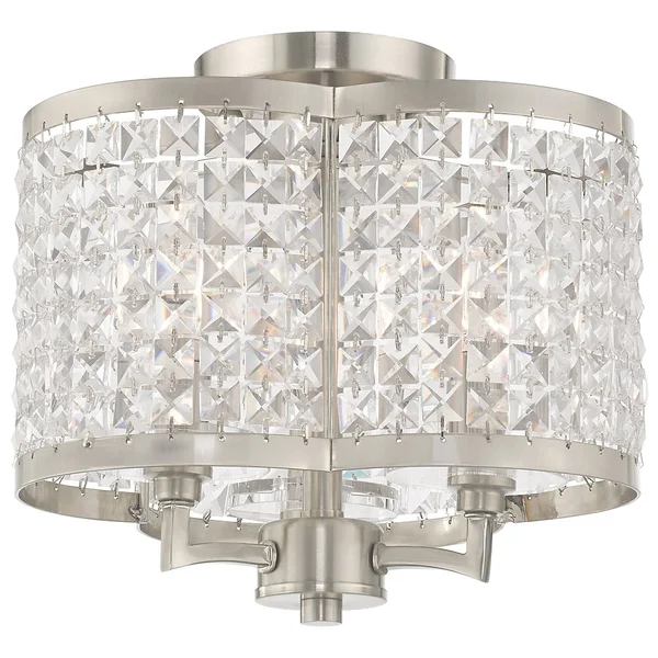 Livex Lighting 50573-64 Grammercy 3-Light Ceiling Mount, Hand Painted Palacial Bronze