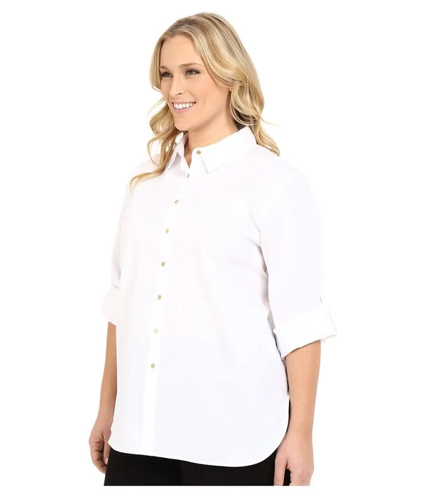 Calvin Klein Plus Size High-Low Tunic Shirt - Natural