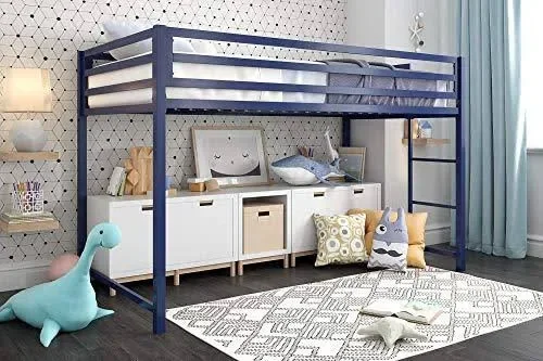 DHP Miles Metal Junior Twin Loft Bed, Blue