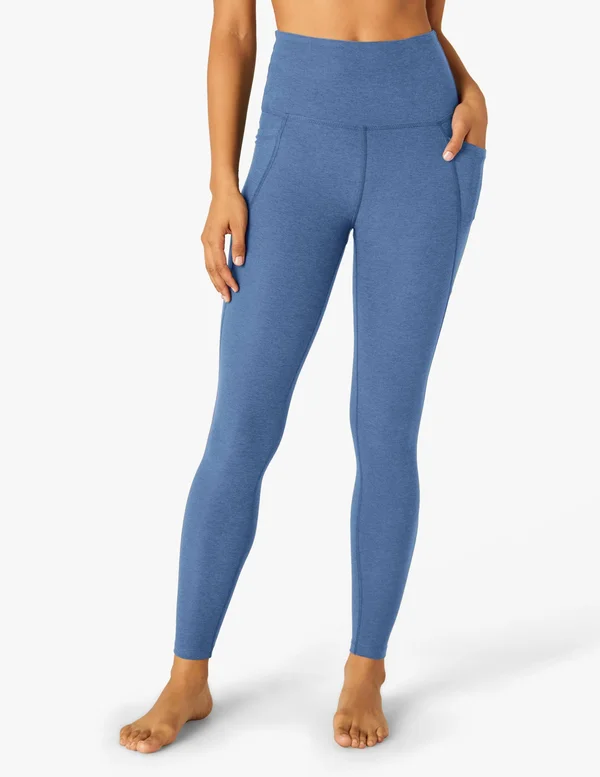 Beyond Yoga Out of Pocket Space Dye High-Waist Mid Leggings - Washed Denim, Women's, XX-S