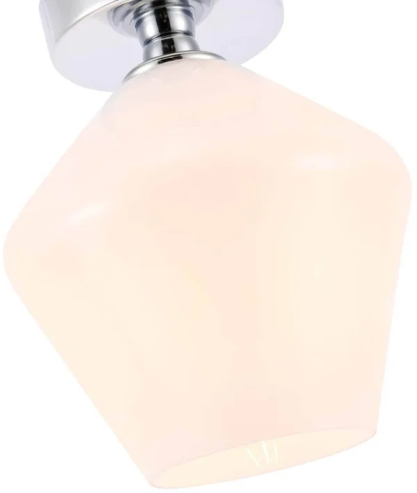 Elegant LD2255C Gene 1 Light Chrome and Frosted White Glass Flush Mount