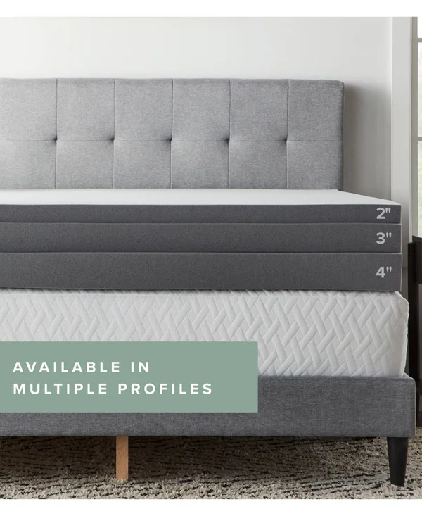 Dream Collection by Lucid 2x22 Full Charcoal Memory Foam Mattress Topper Black