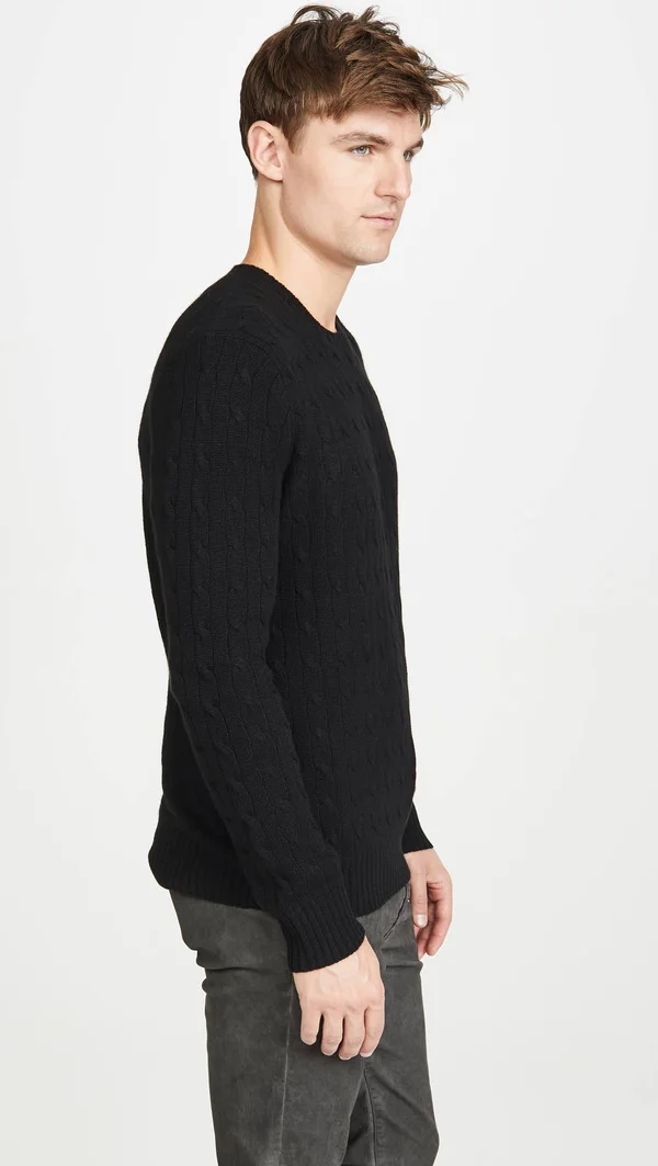 Polo Ralph Lauren Cable-Knit Cashmere Sweater: Men's - Polo Black, M