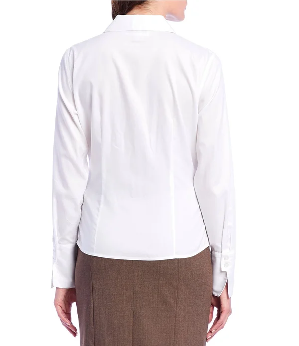 Calvin Klein Women's Long Sleeve Wrinkle-Free Shirt - White - 10
