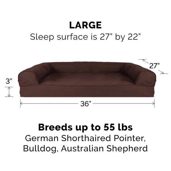 FurHaven Memory Foam Quilted Sofa-Style Pet Bed - Coffee, Large