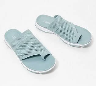 Ryka Mesh Toe-Loop Slide Sandals - Desi - Size 9-1/2 Wide, Slate