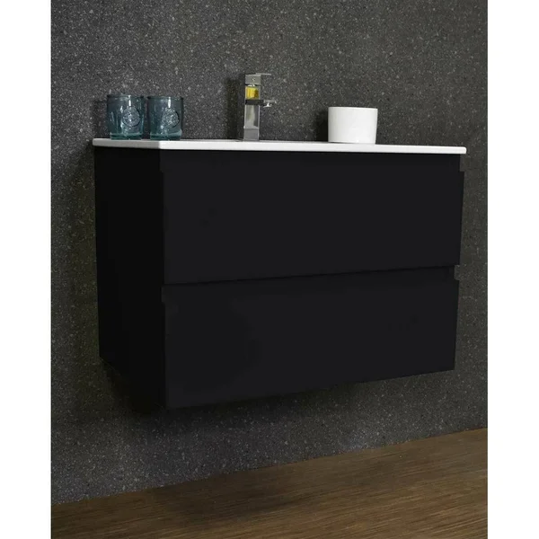 Salt 24x22 Floating Bathroom Vanity in Gray Ceramic Vanity Top in White with White Basin