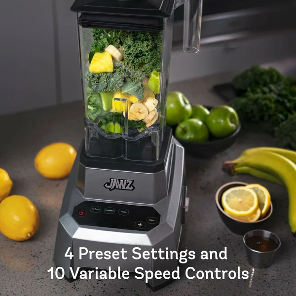 Jawz High Performance Blender - Precision Touch Variable Speed - Professional Grade Countertop Blender/Food Processor - 64 oz, Si