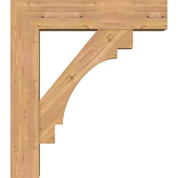 Ekena Millwork 1463187 7 1/2x22W x 30x22D x 34x22H Merced Block Smooth Bracket w/ Offset Brace, Western Red Cedar