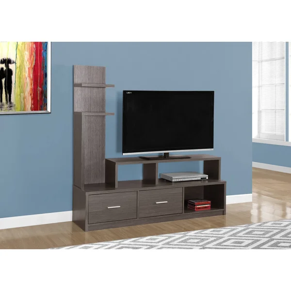 Monarch Specialties 60x22 TV Stand with Display Tower-Grey