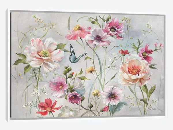 Framed Canvas Art (White Floating Frame) - Antique Garden I by Lisa Audit ( Floral & Botanical art)