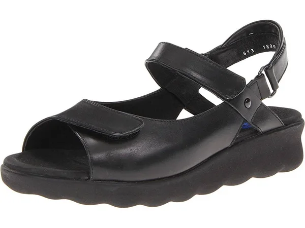 Wolky Pichu (Black Leather) Women's Sandals