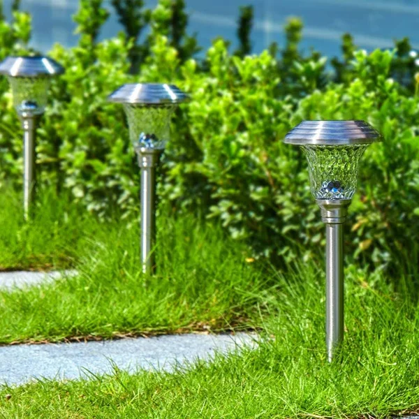 Beau Jardin 8 Pack Solar Lights Bright Pathway Outdoor Garden Stake Glass Stainless Steel Waterproof Auto on
