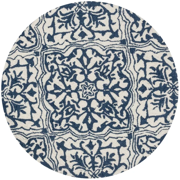 Alexander Home Valentina Hand-Hooked Traditional Botanical Area Rug - Ivory/Blue 3& x 3&