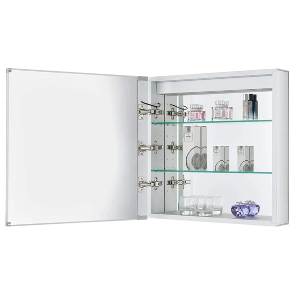 Bathroom Medicine Cabinet - Aluminum, Recessed/Surface Mount, 24 inch x 30 inch, 2 Door Hinged, Mirrored w/ 2 LED Strips, Size: 2