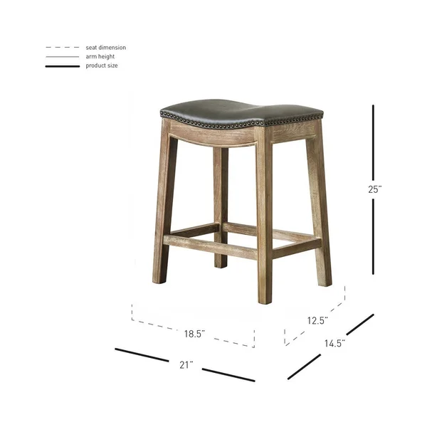 New Pacific Direct Elmo Bonded Leather Counter Stool - Vintage Gray