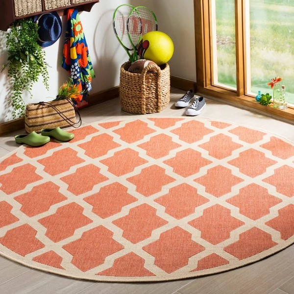 Safavieh Linden LND122P 6&7x22 x 6&7x22 Round Rust, Creme Area Rug