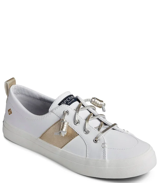 Women's Sperry Crest Vibe Metallic Sneaker White/Gold, Size 8.5M