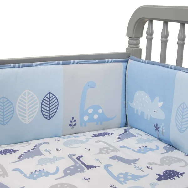 Bedtime Originals Roar Dinosaur 4 Piece Crib Bumper Blue/Gray, 9.5" x 51.5"