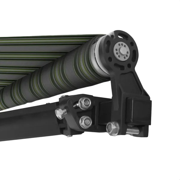 Aleko Abm12x10mstgr58-ap Motorized Retractable Black Frame Patio Awning 12 x 10 Feet - Multi-Striped Green