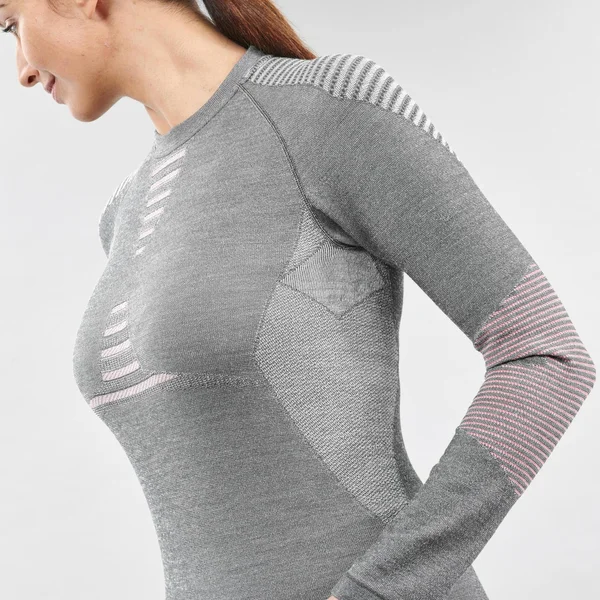 Wedze Women's X-Warm 900, Ski Base Layer Top in Carbon Gray, Size L/XL