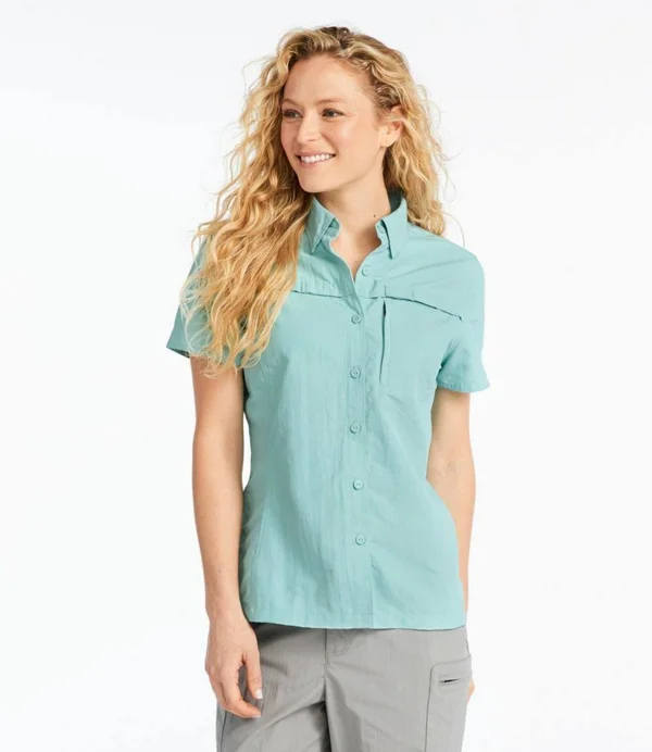 Women's Tropicwear Shirt, Short-Sleeve Blue Small, L.L.Bean