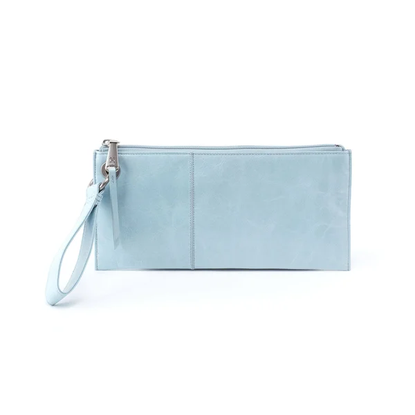 Vida Wristlet Wallet in Whisper Blue - Hobo, 10" x 5" x 0.5"