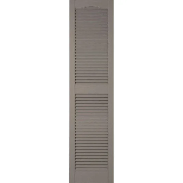 18x22W x 43x22H Lifetime Vinyl - Custom Cathedral Top Center Mullion, Open Louver Shutters, w/Shutter-Loks (Per Pair), Clay