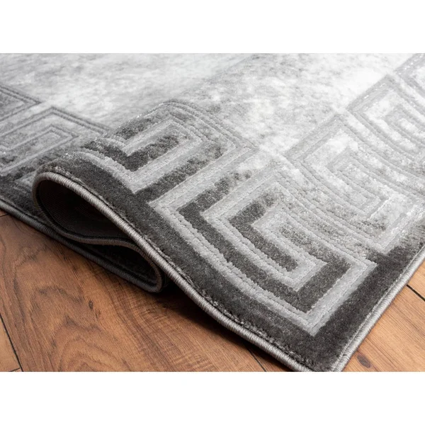 MDA Home Brooklyn Gray Contemporary Polypropylene Area Rug - 5&2x22 x 7&5x22