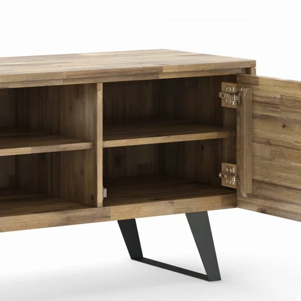Wyndenhall Mitchell Solid Acacia Wood 63 inch Wide Modern Industrial TV Media Stand for TVs Up to 70 Inches - Distressed Golden
