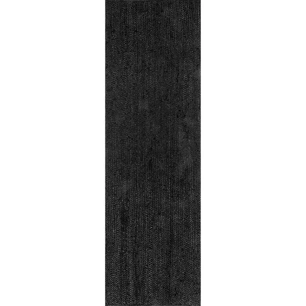 nuLOOM Rigo Hand Woven Jute Runner Rug - 2& 6x22 x 6&, Black