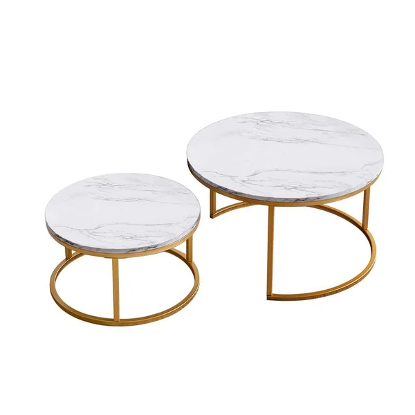 Boyel Living 31.5 in L Modern Nesting Coffee TableGoledn Metal Frame with Marble Color Top, Golden