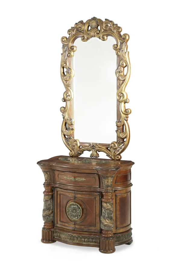 AICO Villa Valencia Decorative Mirror in Classic Chestnut
